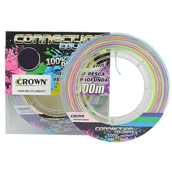 Imagem de Linha de Pesca Crown Connection Multifilamento 9 Fios Colorida 0,23mm 30Lbs 300M