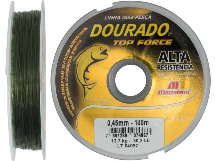 Imagem de Linha De Pesca Mono Dourado Top Force 0,20mm 7lb 100m 20 Pç