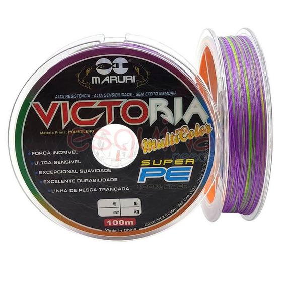 Imagem de Linha de pesca multifilamento trançada pe victoria x8 multicolor com 100m