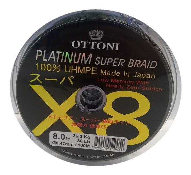 Imagem de Linha De Pesca Platinum X8 8.0 0,47mm Ottoni 100 Metros Mult