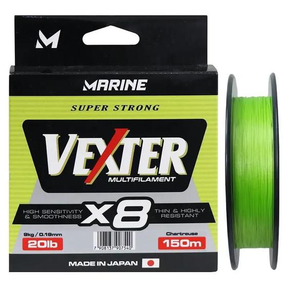 Imagem de Linha de pesca vexter x8 20lb 0.19mm 150m - chartreuse