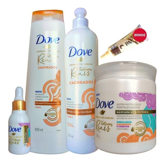 Imagem de Linha Dove Texturas Reais Cacheados Shampoo 400ml Mascara 500g Creme pentear e Booster