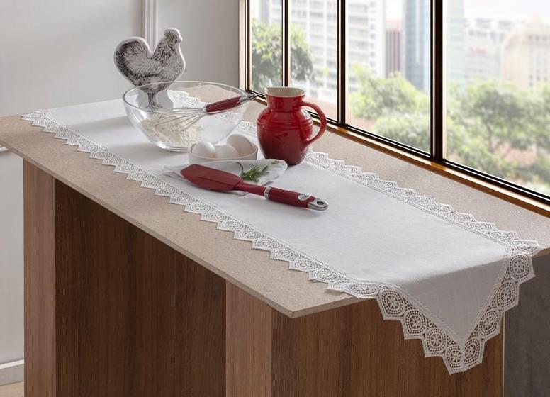 Imagem de Linha luxo caminho mesa rendado texas 40x90cm branco jolitex