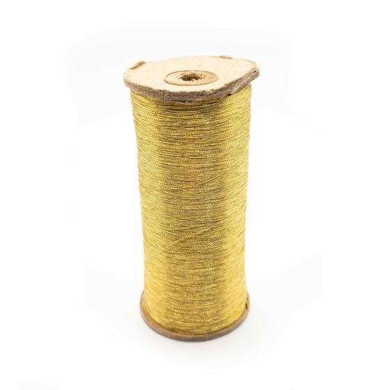 Imagem de Linha Metalizada Dourada Fio 0,2mm Rolo 100m Artesanato Costura Bordar