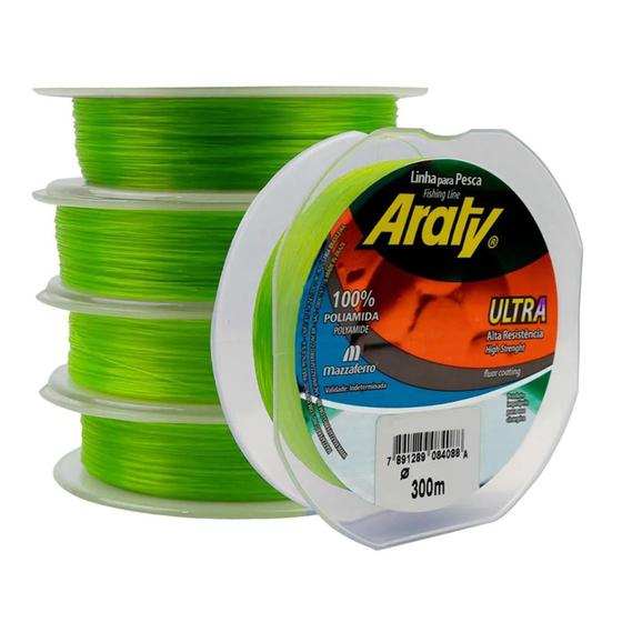 Imagem de Linha Monofilamento Araty Ultra 300 metros  Mazzaferro 0,50mm Verde