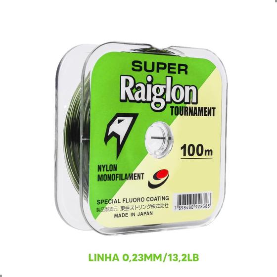 Imagem de Linha Monofilamento Verde Super Raiglon 0,23mm 13,2lb 100m