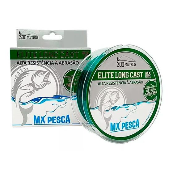 Imagem de Linha MX Pesca Elite Long Cast 300m Monofilamento Verde Escuro 0.25mm 8,44kg