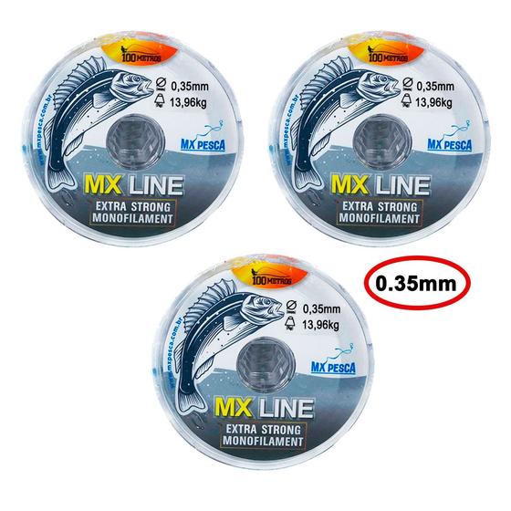 Imagem de Linha MX Pesca MX Line Mono 300 Metros Interligados Transparente 0.35mm 13,96kg