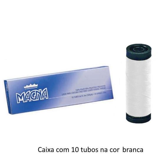 Imagem de Linha para Costura Magna 91,4m Cor Branca - Caixa c/ 10 tubos