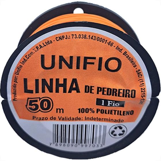 Imagem de Linha Para Pedreiro 1 Fio Unifio 50M Laranja - Kit C/12 Pecas