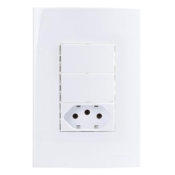 Imagem de Linha Sleek Conj 42 interruptor Duplo Paralelos + Tomada 10A 250V