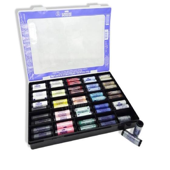 Linhas de costura Magna com tubos coloridos - 100 unidades Menor preço em Linhas de costura Magna com tubos coloridos - 100 unidades
