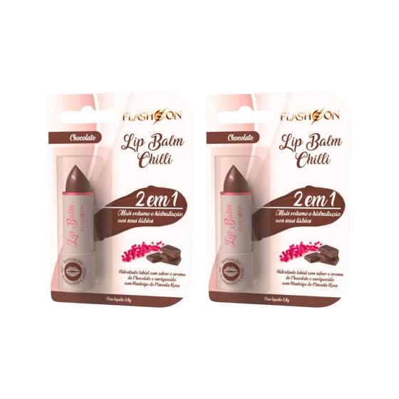 Imagem de Lip Balm Flash On 2Em1 Chocolate - Kit C/ 2un