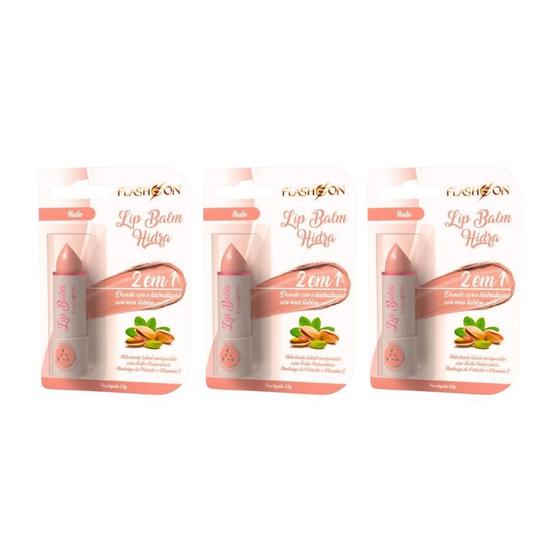 Imagem de Lip Balm Flash On 2Em1 Nude - Kit Com 3Un