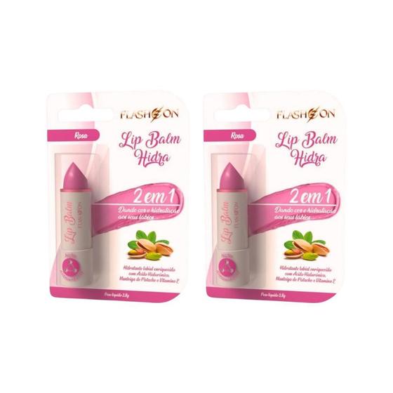 Imagem de Lip Balm Flash On 2Em1 Rosa - Kit Com 2Un