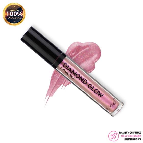 Imagem de Lip Gloss Diamond Glow da Belle Angel Com Muito Glitter Cor 02 Rosa