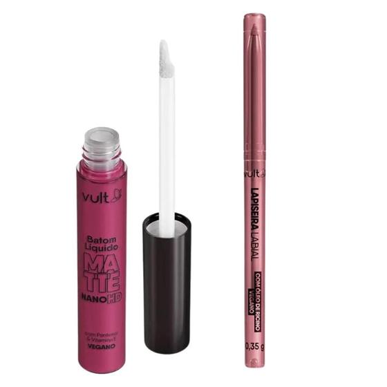 Imagem de Lipkit Batom Líquido + Lapiseira Labial Vult Real Color Malva