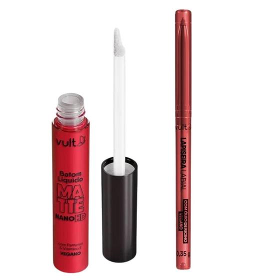 Imagem de Lipkit Batom Líquido + Lapiseira Labial Vult Real Color Rubi