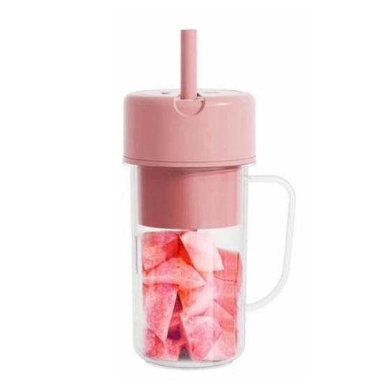 Imagem de Liquidificador Copo com Canudo Mini Juicer 500ml Rosa - MinhaCazza