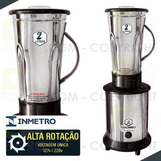 Liquidificador Industrial Potente 2 Litros Alta Rotação JL Colombo Menor preço em Liquidificador Industrial Potente 2 Litros Alta Rotação JL Colombo