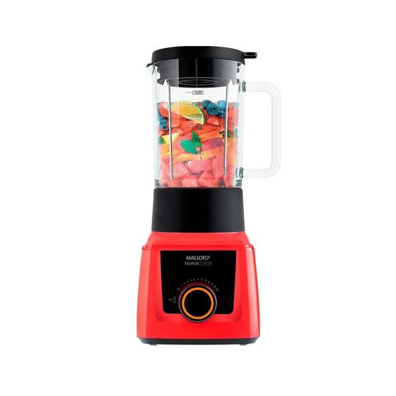 Imagem de Liquidificador mallory taurus glass 1300w copo de vidro 2,3l vermelho - 220v