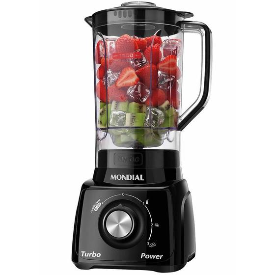 Liquidificador Mondial Turbo 3 Velocidades 110v Preto Menor preço em Liquidificador Mondial Turbo 3 Velocidades 110v Preto