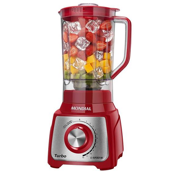 Imagem de Liquidificador Mondial Turbo Inox 1200W L-1200 Vermelho 127V