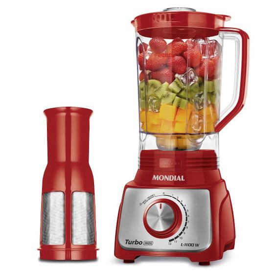 Imagem de Liquidificador Mondial Turbo Inox 3L 1100W Vermelho 127V