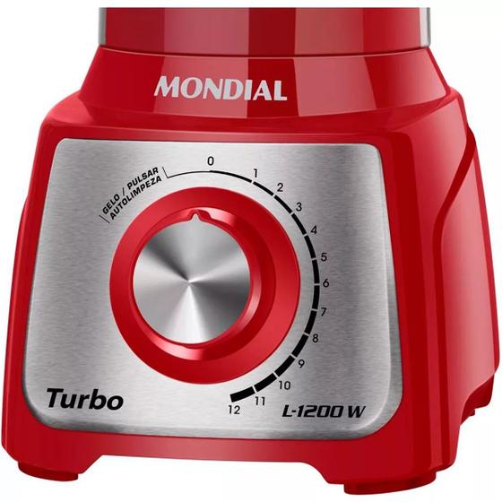 Imagem de Liquidificador Mondial Turbo Inox L-1200 Ri - 1200W - 3L - 220V - Vermelho