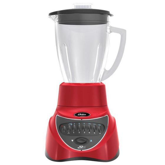 Imagem de Liquidificador Oster Maximum 220V Vermelho 450W Jarra de Vidro 1,5L 12 Velocidades