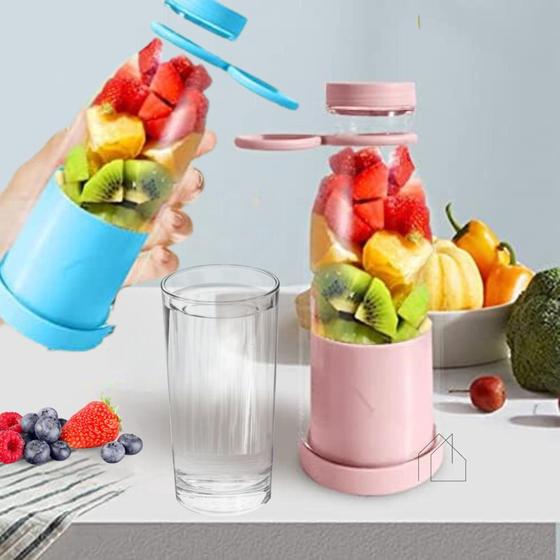 Imagem de Liquidificador portatil eletrico espremedor garrafa copo multiuso 420ML - Mansio Decor