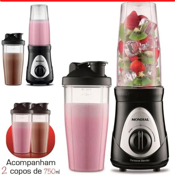 Liquidificador Portátil Mondial Personal Blender DG-01 com 2 copos 300W ...