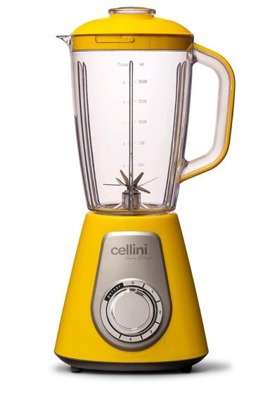 Imagem de Liquidificador Super Blender Cellini Amarelo e Cinza 4 Velocidades Faca de 7 Lâminas 1000W 220v