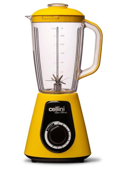 Liquidificador Super Blender Cellini Amarelo e Preto 4 Velocidades Faca de 7 Lâminas 1000W 220v Menor preço em Liquidificador Super Blender Cellini Amarelo e Preto 4 Velocidades Faca de 7 Lâminas 1000W 220v