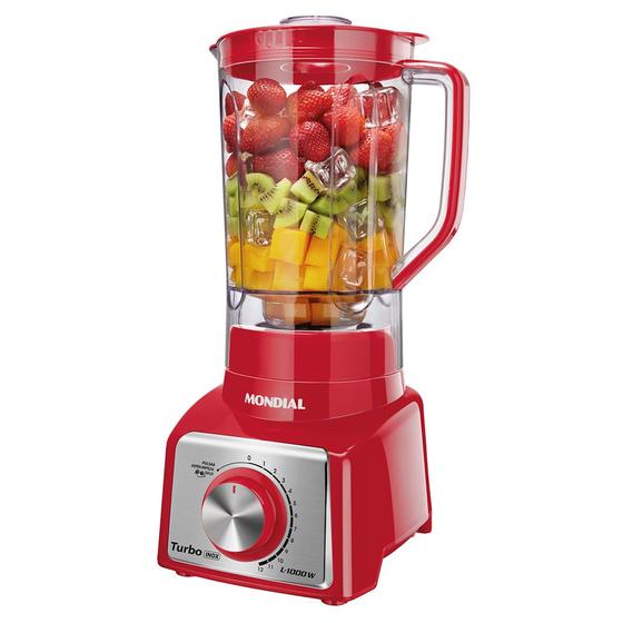 Imagem de Liquidificador Turbo Mondial Vermelho/Inox 1000W L-1000 RI