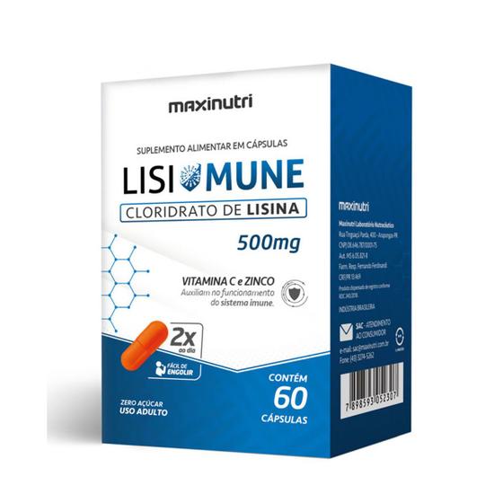 Imagem de Lisimune (Lisina/Vitamina C/Zinco) 60 Cápsulas - MaxiNutri - 3906