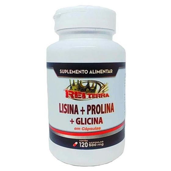 Imagem de Lisina + Prolina + Glicina Aminoácidos 120 Cápsulas 500mg - Rei Terra