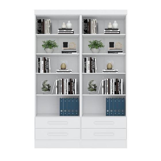 Imagem de Livreiro Multiuso com 2 Gavetas Branco Kit com 2 - FdECOR