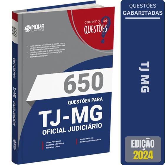 Imagem de Livro 650 Questões Gabaritadas Tj Mg 2024 Oficial Judiciário