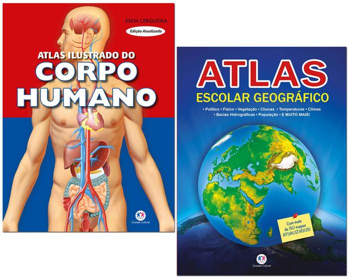 Imagem de Livro Atlas ilustrado corpo humano+ Atlas Escolar Geográfico