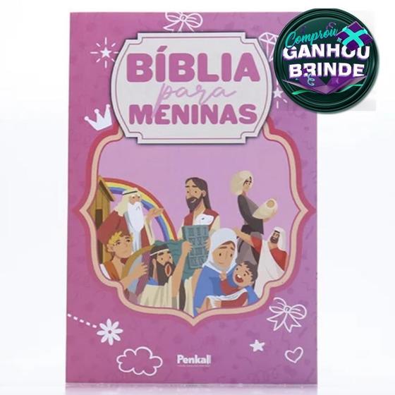Imagem de Livro Bíblia Para Meninas + de 200 Ilustrações  Rosa Crianças Infantil Evangélico Filhos Meninos Bebê Cristão Família - Atividade Educativo Amigo   