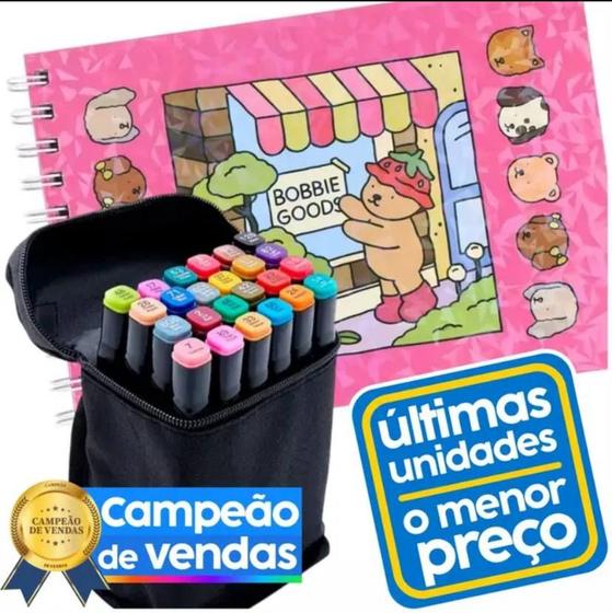 Livro Bobbie Goods 24 Canetinhas Ponta Dupla Kit Criativo Antiestresse ...