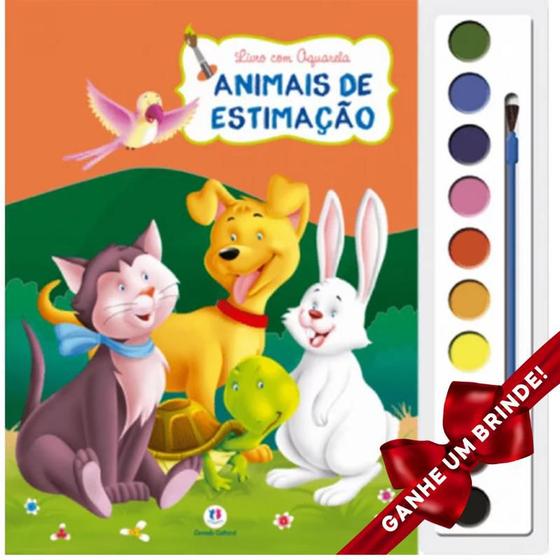 Imagem de Livro Brincando com Aquarela  Animais de Estimação Crianças Filhos Infantil Desenho História Brincar Pintar Colorir