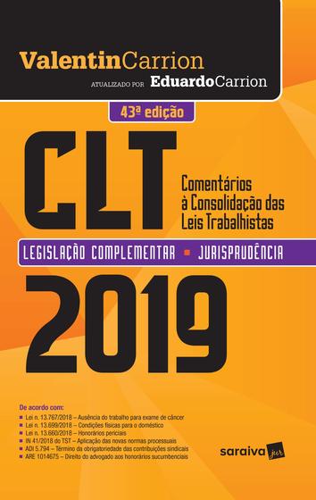 Imagem de Livro - CLT : Comentários à consolidação das leis de trabalho - 43ª edição de 2019