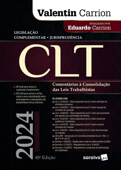 Imagem de Livro - CLT - Comentários à Consolidação das Leis Trabalhistas - 48ª edição 2024