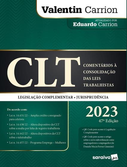 Imagem de Livro CLT Comentários A Consolidação Das Leis Trabalhistas Valentin Carrion