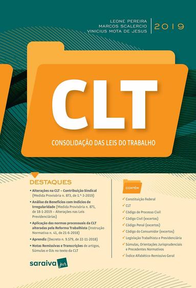 Imagem de Livro - CLT - Consolidação das Leis do trabalho - 1ª edição de 2019