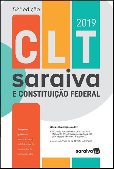 Imagem de Livro - CLT Saraiva e Constituição Federal : Tradicional - 52ª edição de 2019