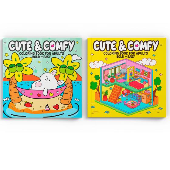 Livro - Coleção Cute & Comfy Coloring Book for Adults - Bold Easy - Kit ...