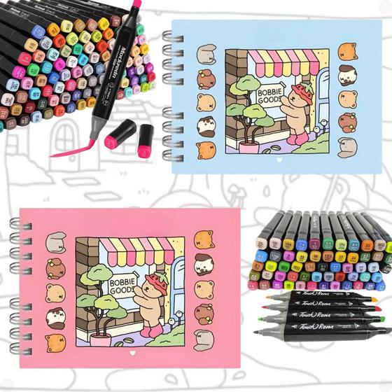 Livro Colorir Bobbie Goods Original mais Kit 24Canetas Desenho ...